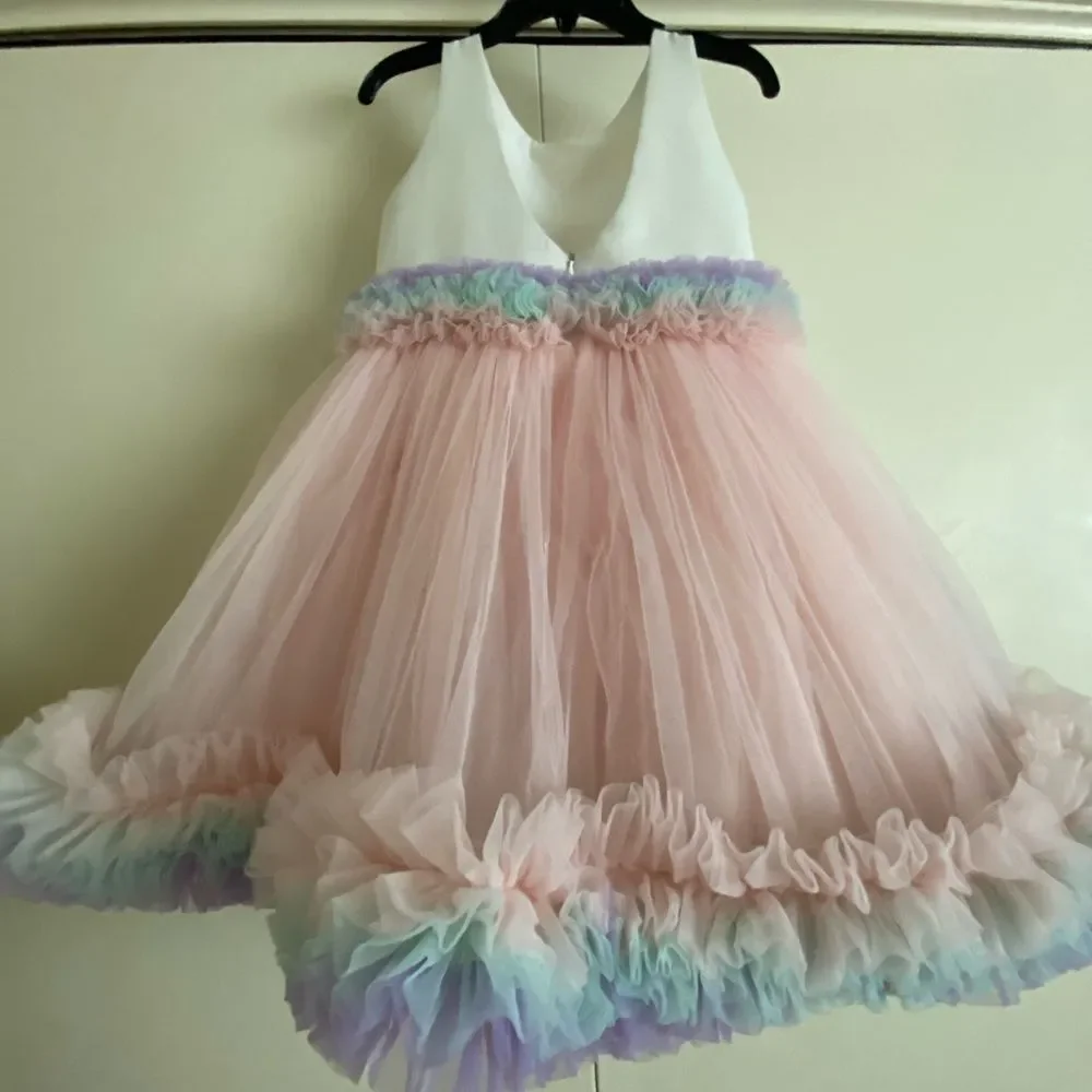 Elegant Pink and White Kids Toddler Formal Dress